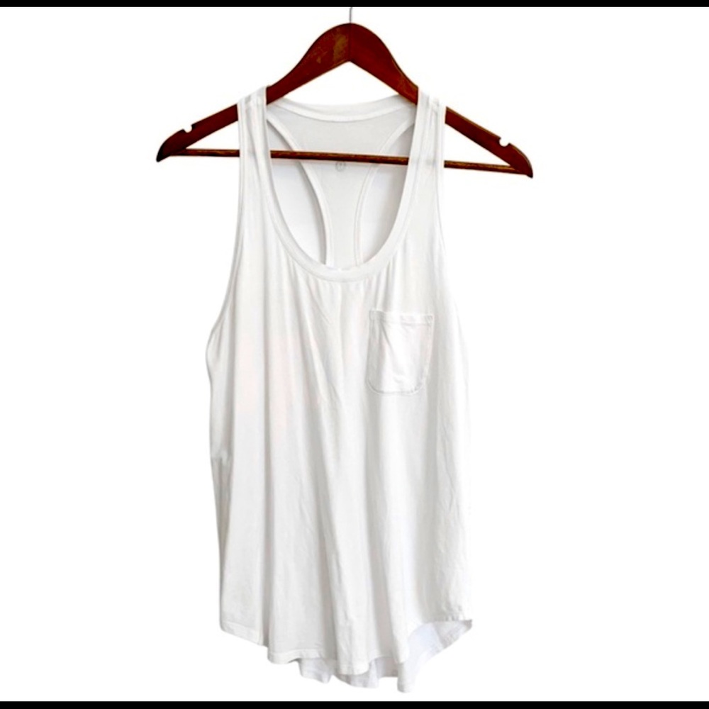 Lululemon Womens White Racerback Pocket Tank